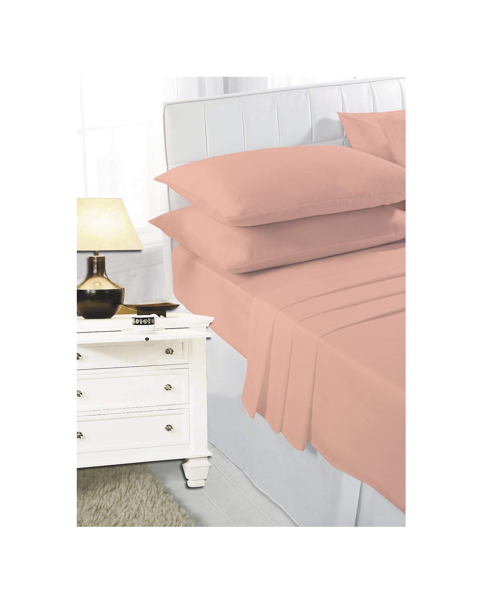Extra Deep Single Fitted Sheets 40cm / 16" Deep Bedsheet Single Fitted Sheet (Single, Peach)