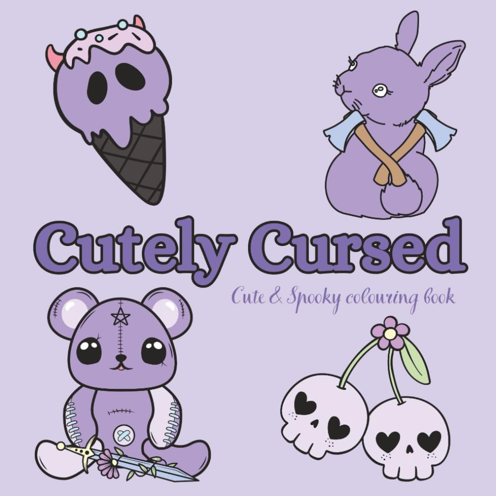 Cutely Cursed: Cute and spooky colouring book
