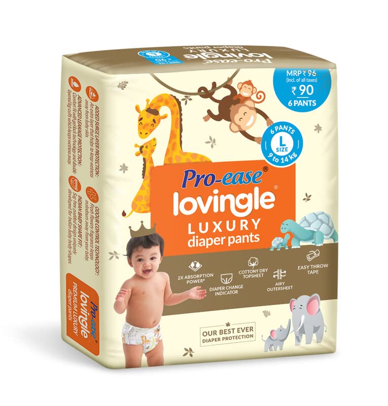 Image of Pro-ease Lovingle Luxury Diaper Pants all range L, 6 count (9-14 kg),Pack of 2