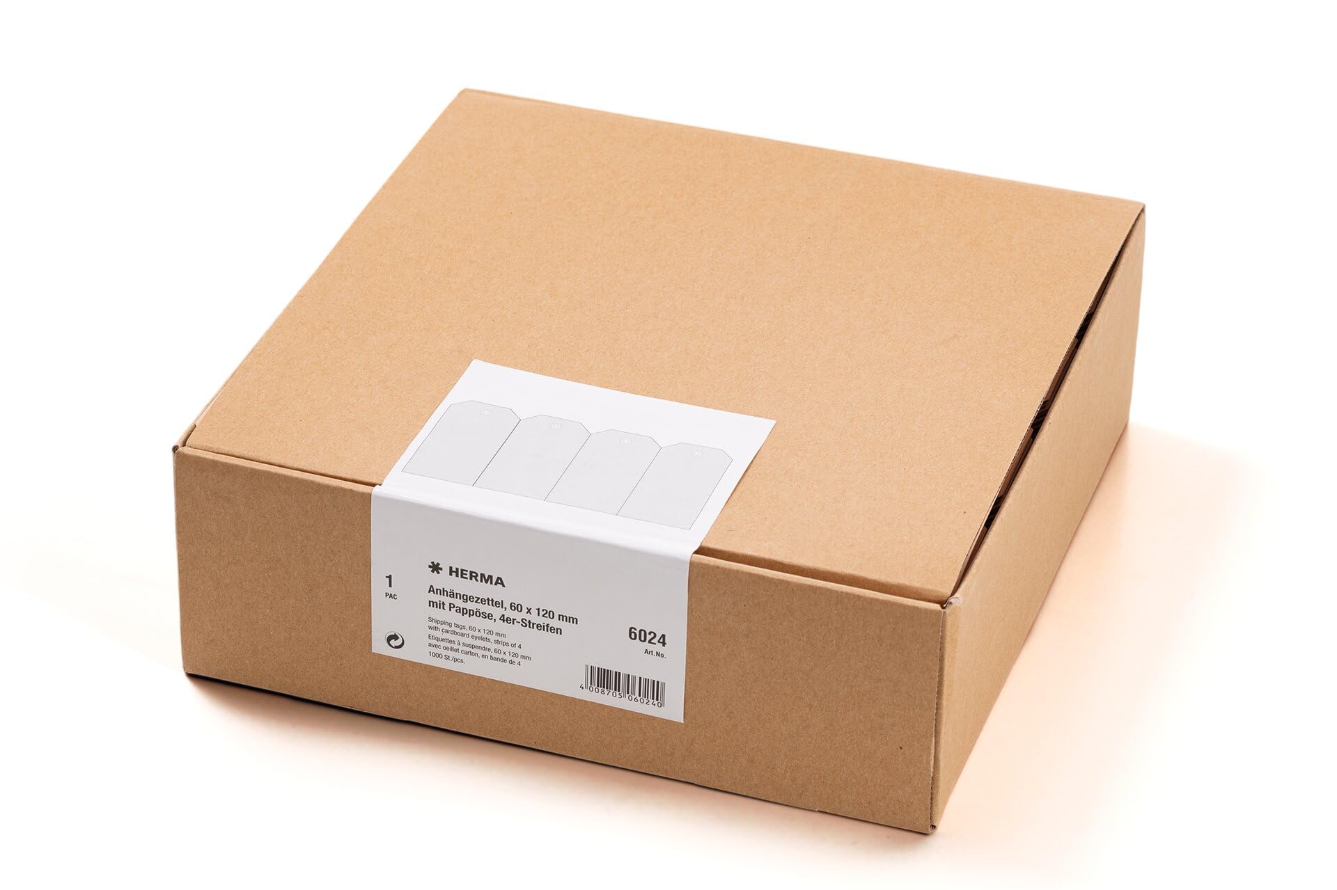 HERMA 6024 duże kartki z zawieszkami, 1000 sztuk, 60 x 120 mm, zawieszki na prezenty do opisania, etykiety wiszące z kartonu, nieprzezroczyste papierowe zawieszki z oczkiem, brązowe