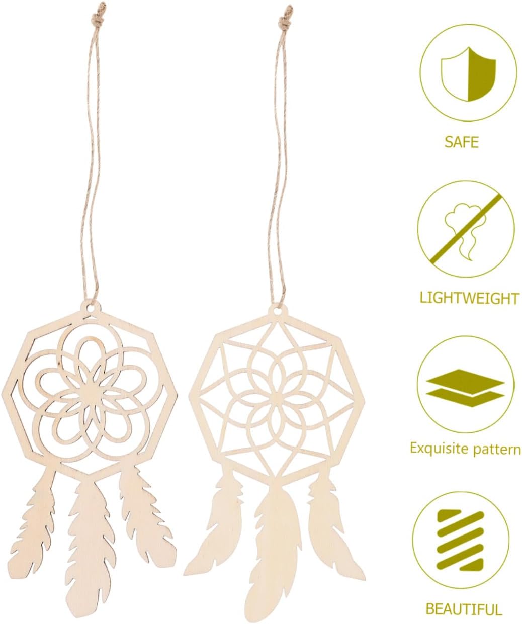 8pcs Wooden Dream Catchers Pendant Set with Tassels Blank Wood Hanging Decor for Bedroom Wall Art Craft DIY Home Decoration