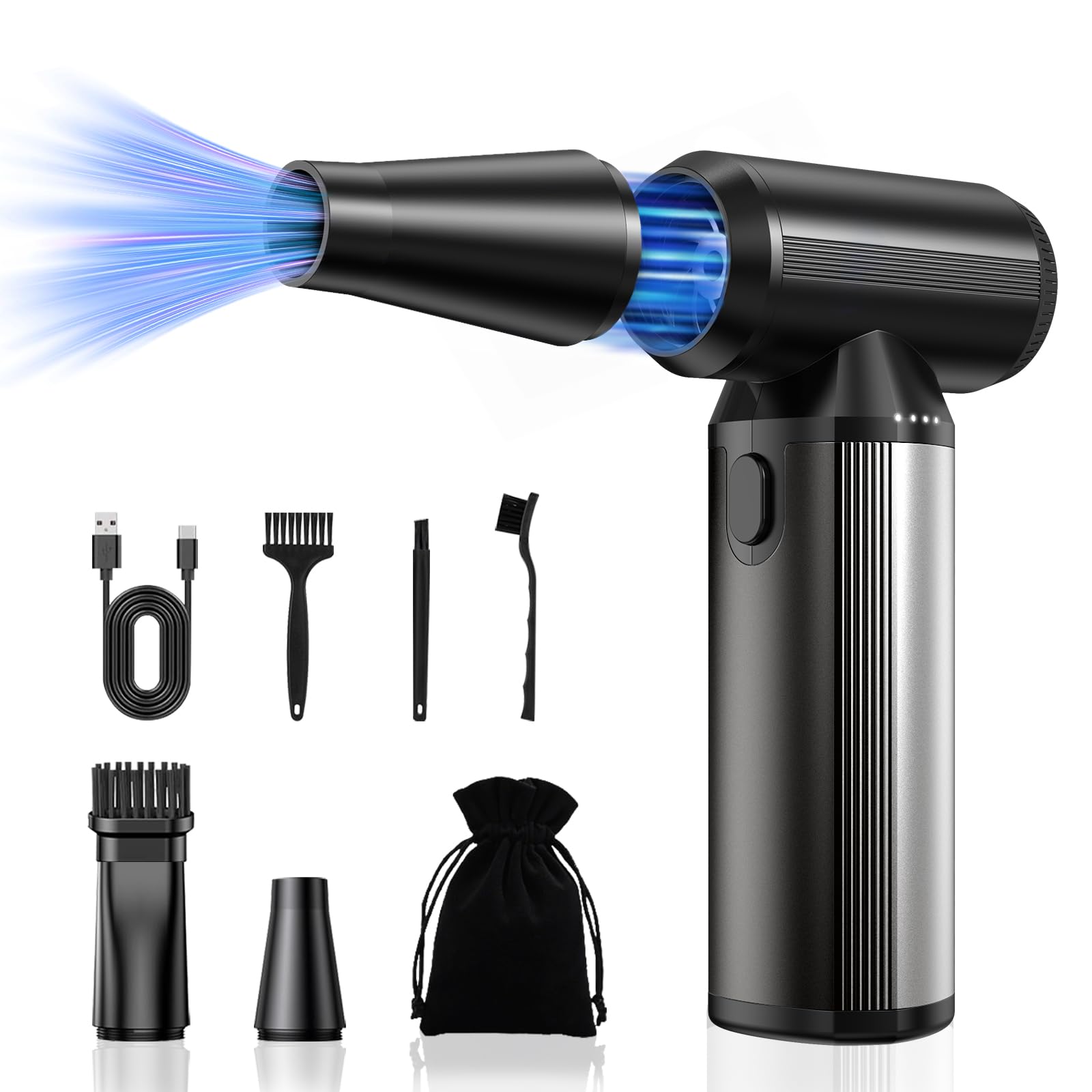 VEIOK Compressed Air Duster, Full-Metal 150000 RPM Electric Air Dust Blower for PC 3 Speeds Air Duster Compressed Air