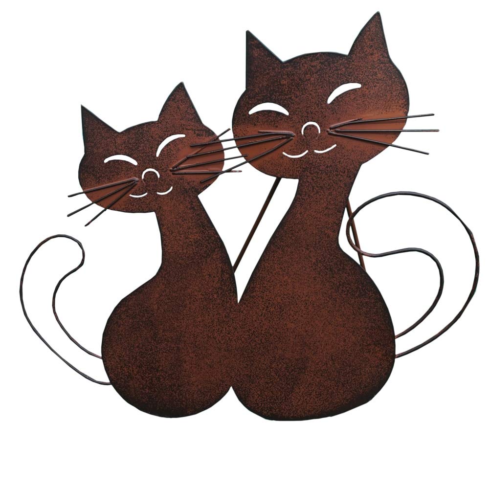 Statue de chat en métal Koliyn figurine décoration de jardin extérieur pour pelouse et cour