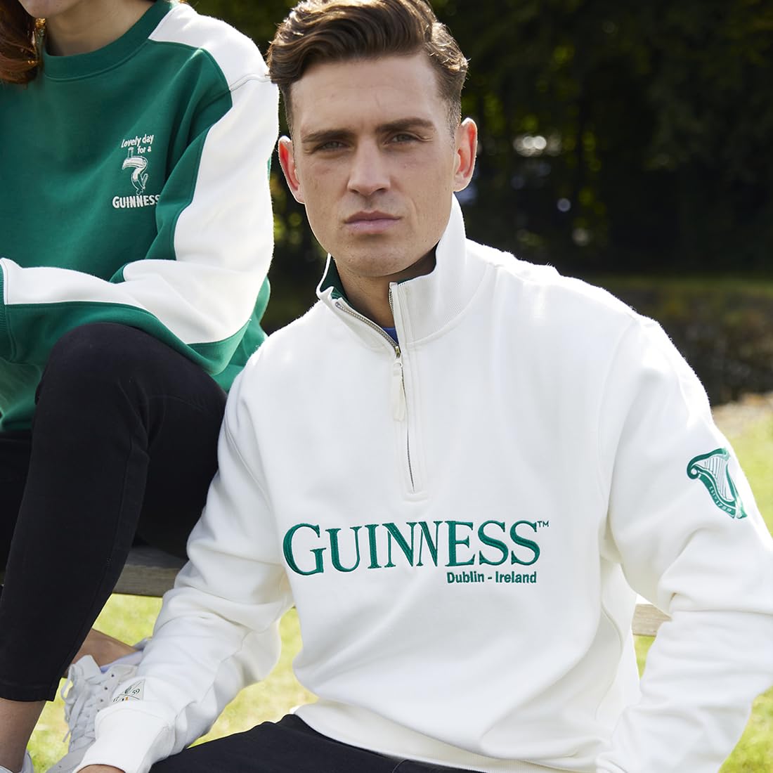 Kremowa bluza Guinness Zip Irlandzkie codzienne ubrania dla mężczyzn