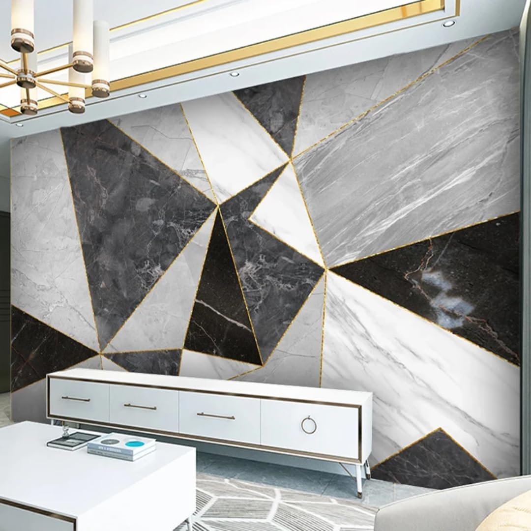 XINRUYI 3D Mural Wallpaper Geometric Marble Texture Wallcovering Art Stickers Bedroom Living Room Decoration