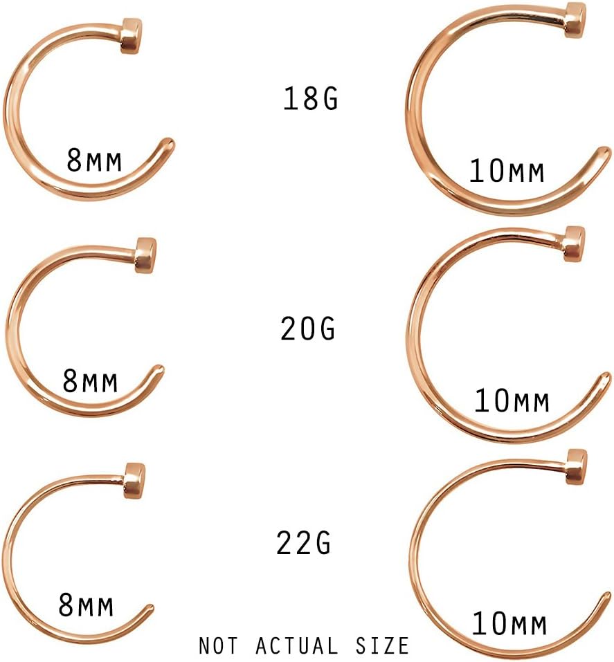 Rose Gold Flat Disc Nose Hoop 316L Surgical Steel Ring - Image 3