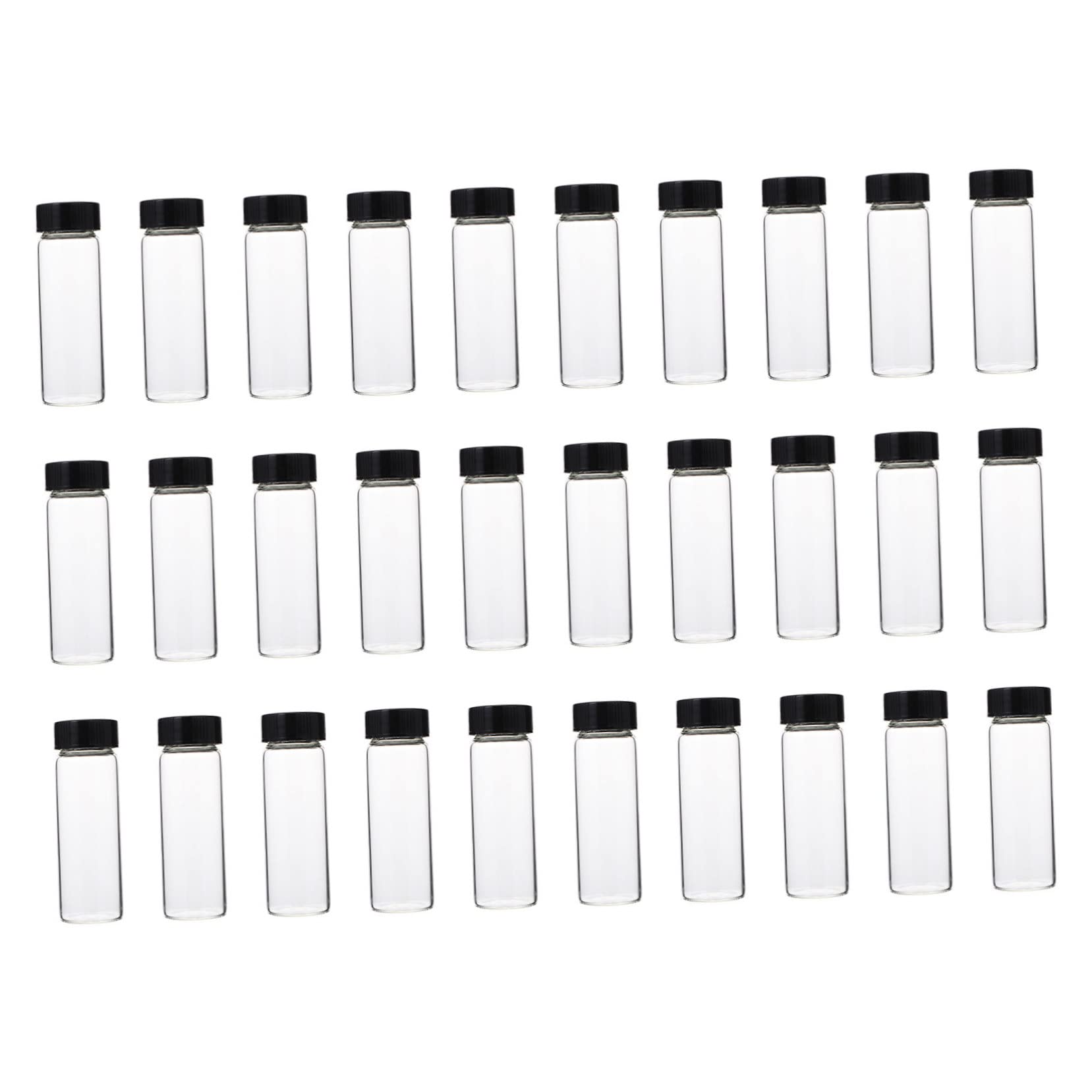VILLFUL 30pcs Glass Bottle Dispensing Bottles Mini Perfume Bottle Mini Clear Bottles Medicine Bottles Makeup Containers Reagent Sample Bottles Screw Mouth Bottles White Borosilicate Glass