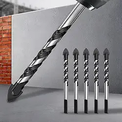 Conjunto de brocas de alvenaria, 5 peças, ponta de carboneto de força industrial profissional de 1/20.3 cm-1/5.1 cm para azulejo de vidro, tijolo, concreto, cerâmica