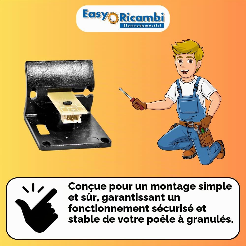 Easyricambi - Debimètre Poêle à granulés, capteur de débit d'air modèle LINX pour Edilkamin 232770 295550, mesures 45 x 28 x 7 mm (support noir)