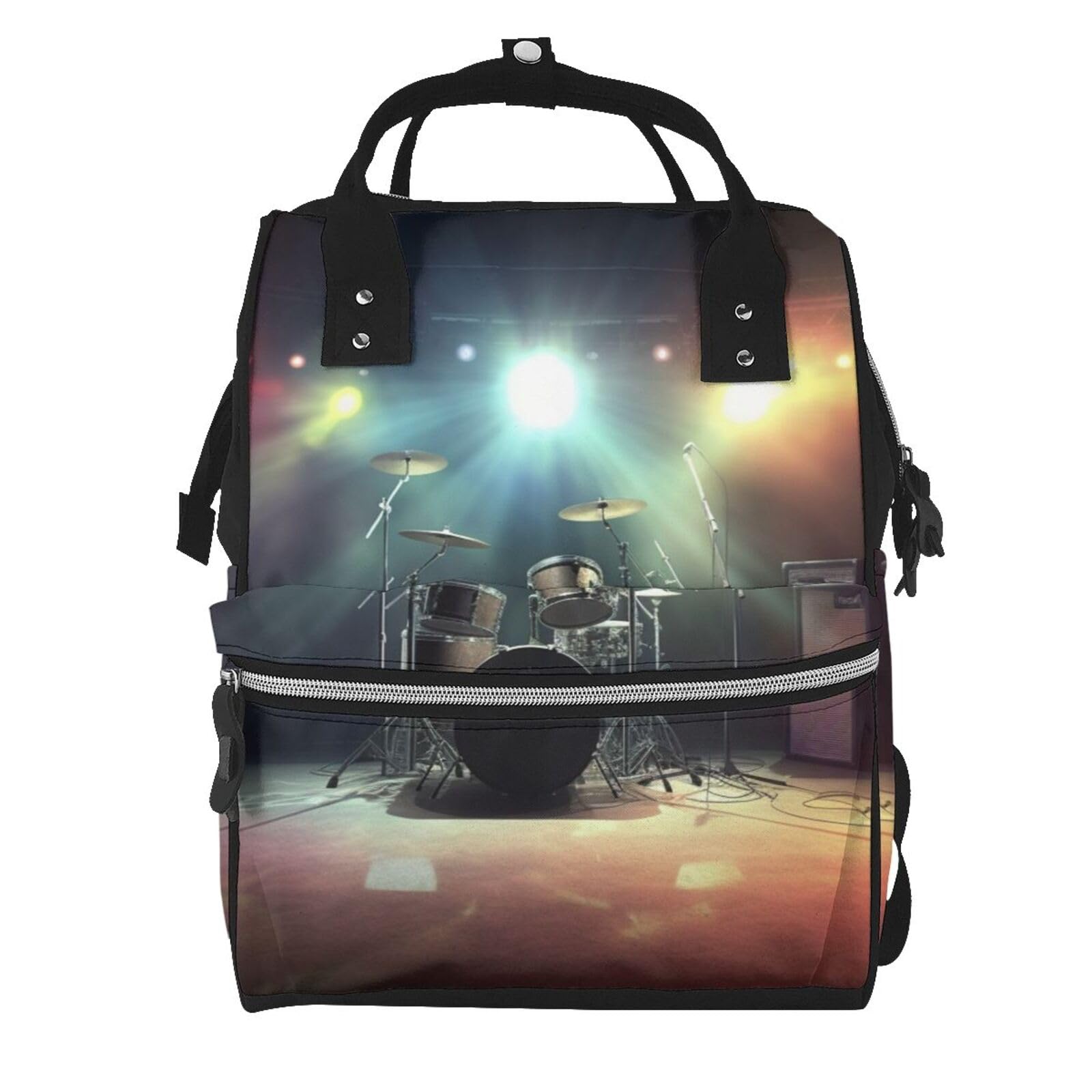 Rock Band Sac à langer multifonction Sac à dos étanche pour maman Sac à dos de grande capacité Sac à dos de voyage Essentials Sac à dos pour bébé avec matelas à langer, porte-tétine