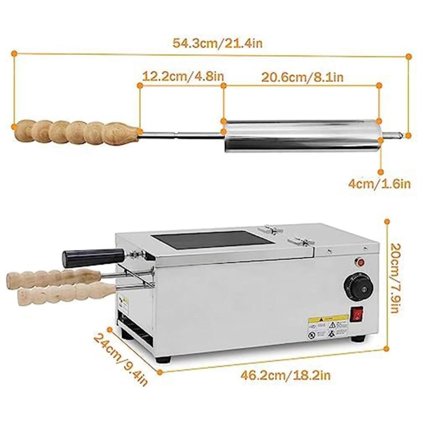 Macchina per Coni Gelato Professionale, Macchina elettrica a Camino da 1500 W per Bagel, Attrezzatura per la Cottura di Coni Gelato con 2 Barre in Acciaio Inox, Forno per Rotoli di,