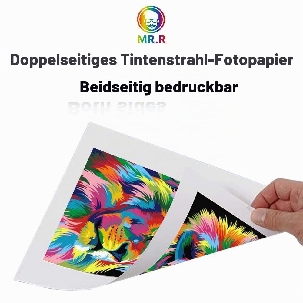 MR.R 300 g/qm A4X100 Blatt Fotopapier doppelt matt Fotopapier sofort trocknend wasserfest hochweiß für Tintenstrahldrucker