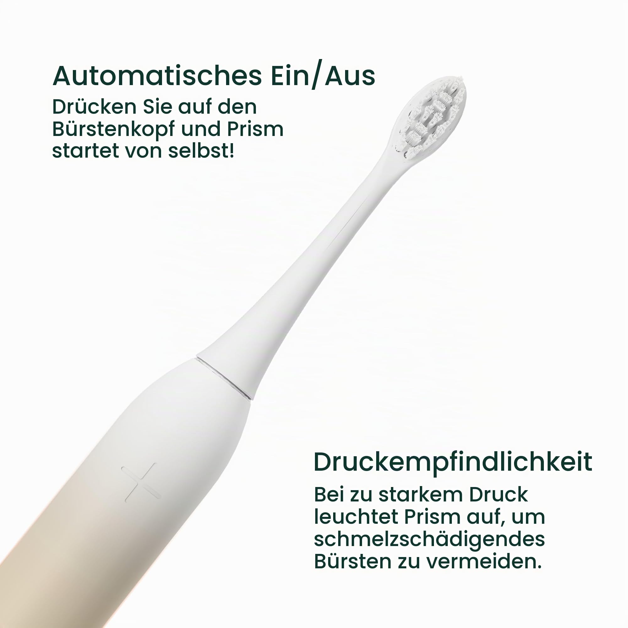 Elektrische Schallzahnbürste Vanilla Cream – Sonic Zahnbürste mit Smart Timer, automatischer Ein/Aus-Funktion, 3 Reinigungsmodi, Drucksensor, 60 Tage Akkulaufzeit für Erwachsene