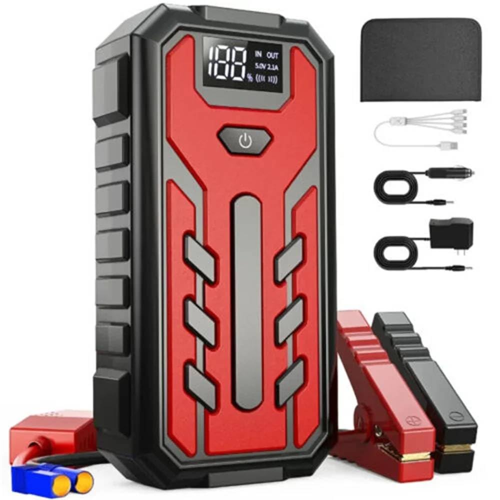 Avviatore di emergenza 20000mAh 12V 600A Booster per Batterie Auto Moto Scooter Camper Furgoni Benzina e Diesel Inclusa Borsa Rigida Batterie al Litio Luci Led di Emergenza 2 Porte USB