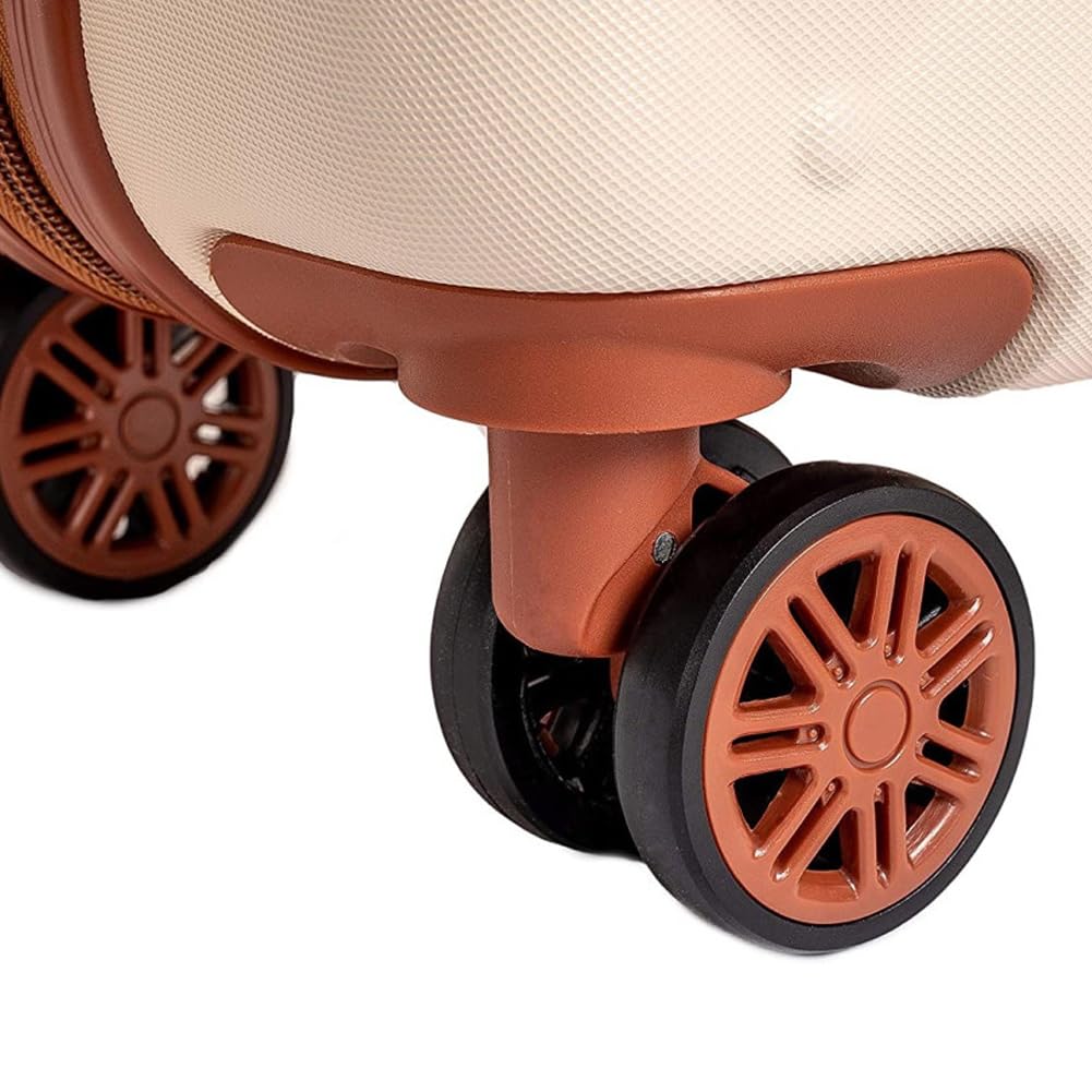 Set 3 Valigie Rigide in ABS, Valigia Rigida con Manico Telescopico e 4 Ruote Easy Roll, Trolley Resistente e Leggero da Viaggio, Bagaglio a Mano con Serratura Codice (Beige e Marrone)