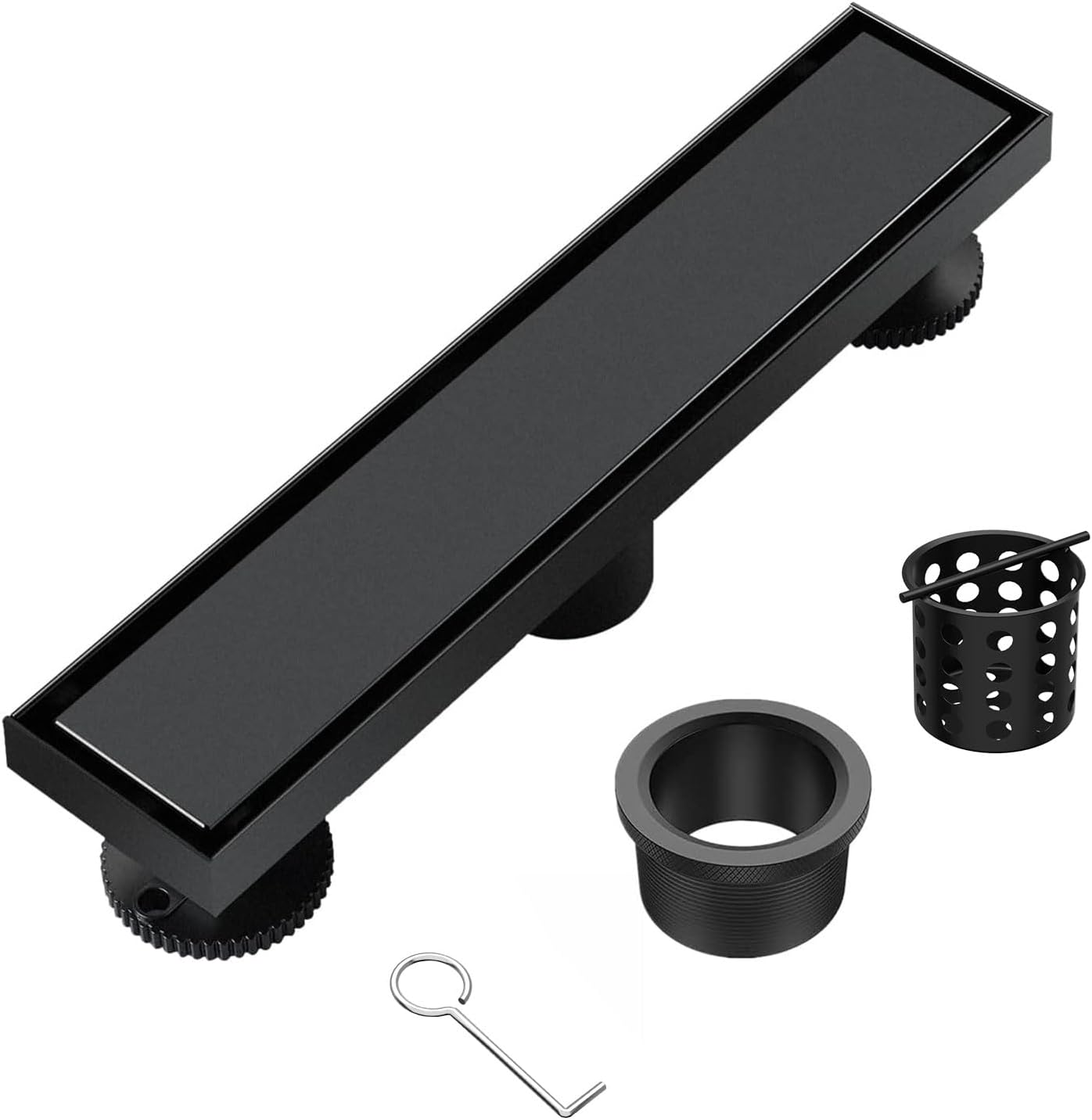 Linear Shower Drain 12 Inch Black Rectangular Floor Drain with 2-in-1 Tile Insert Cover, Bathroom Stainless Steel Drains Easy Installing and Cleaning (CUPC Certified)