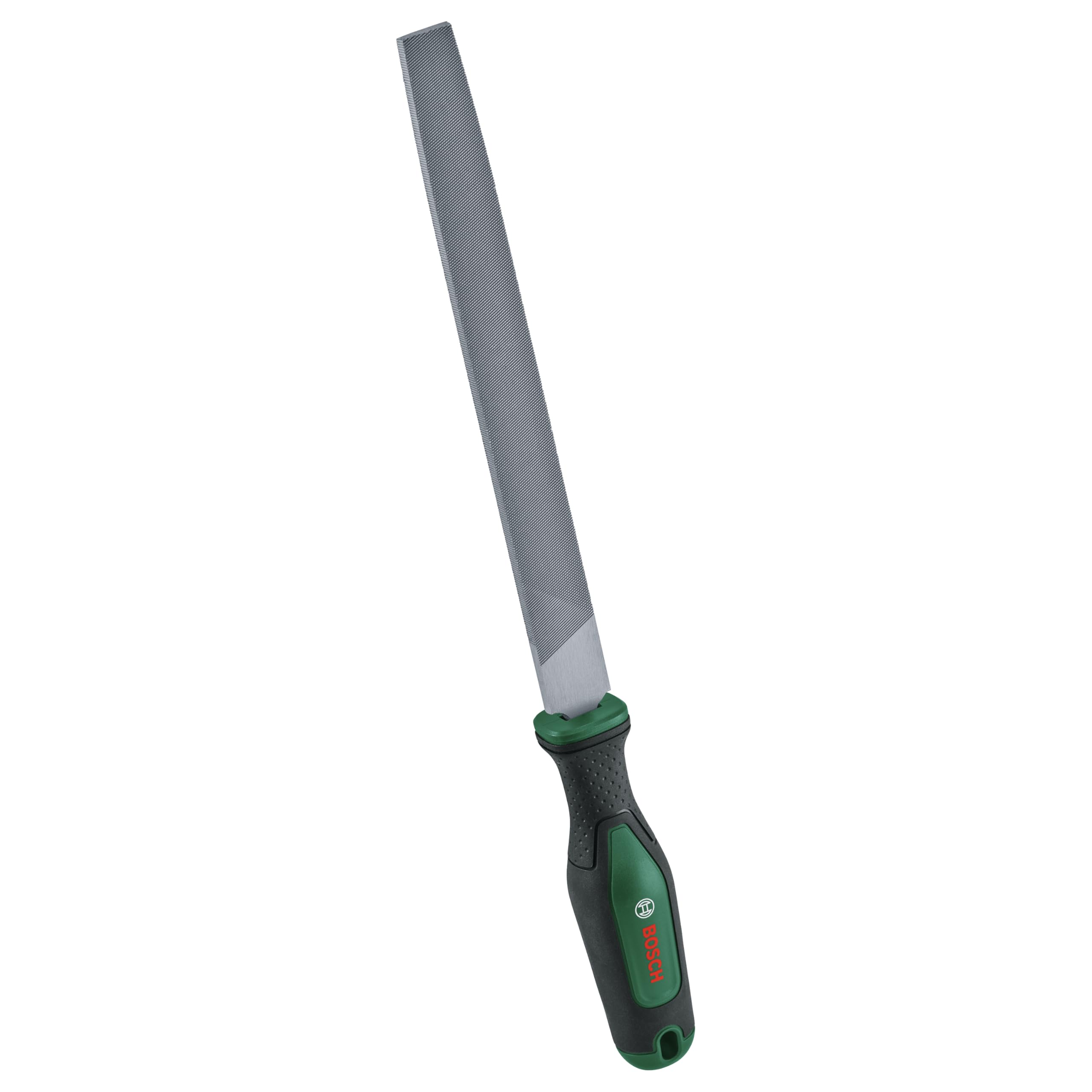BOSCH Flat Metal File 200 mm | 8 Inch | Cut 2 Medium Coarse File for Metal Filing Deburring Shaping | Hard Carbon Steel Flat File | Ergonomic Soft Grip Handle with Thumb Notch Hand Tool-image-2