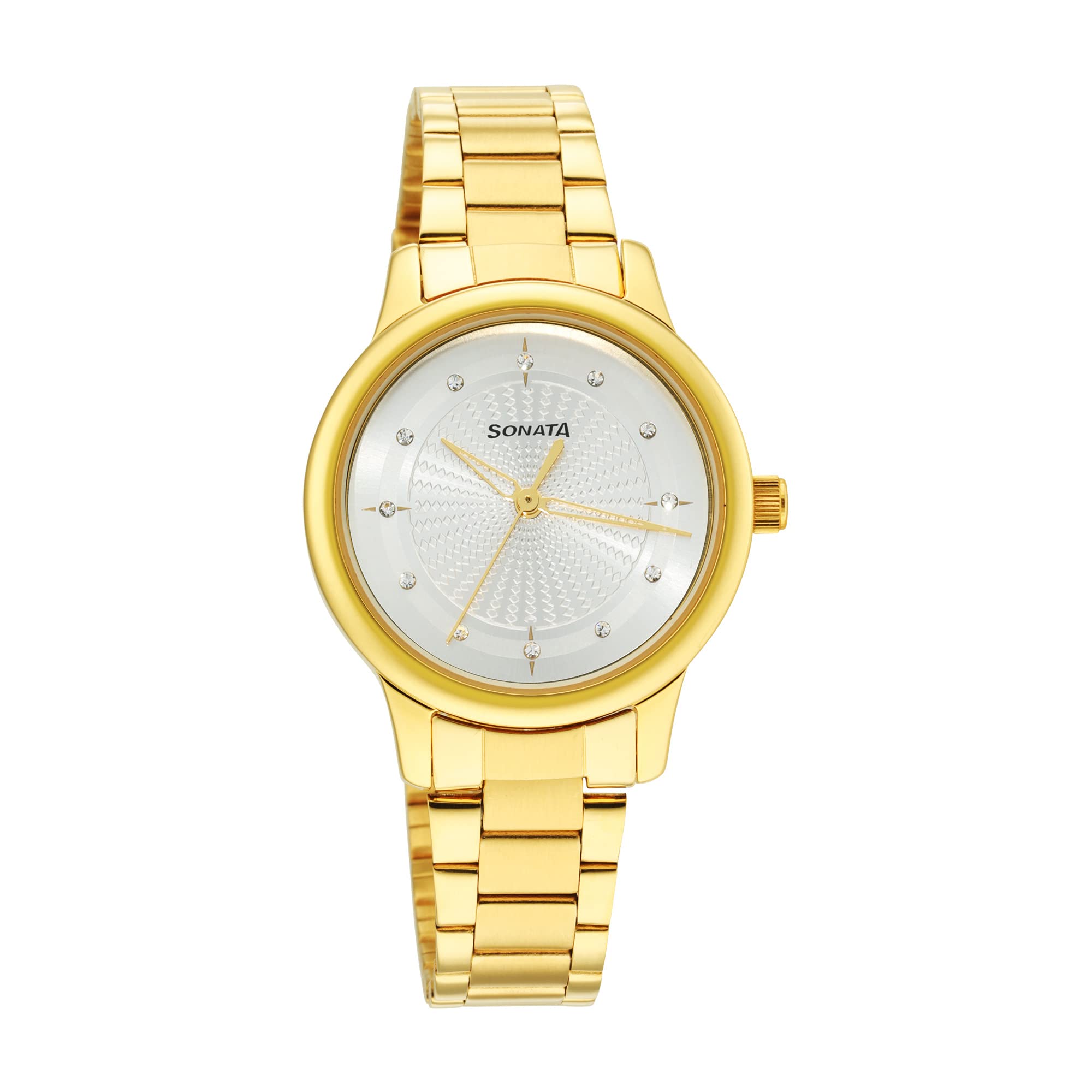 Sonata Classic Gold Silver Dial Metal Strap Watch for Women-NS8178YM01 (B09ZH7918B) Amazon Price History, Amazon Price Tracker