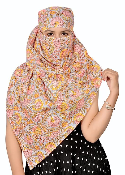 Scarf For Girls 100% Pure Cotton Hand Block Printed Square4