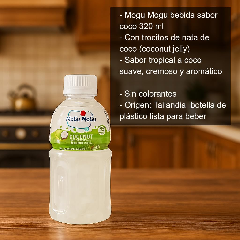 Mogu Mogu Coco 320 ml Pack 3 botellas con jelly nata de coco Refresco tropical