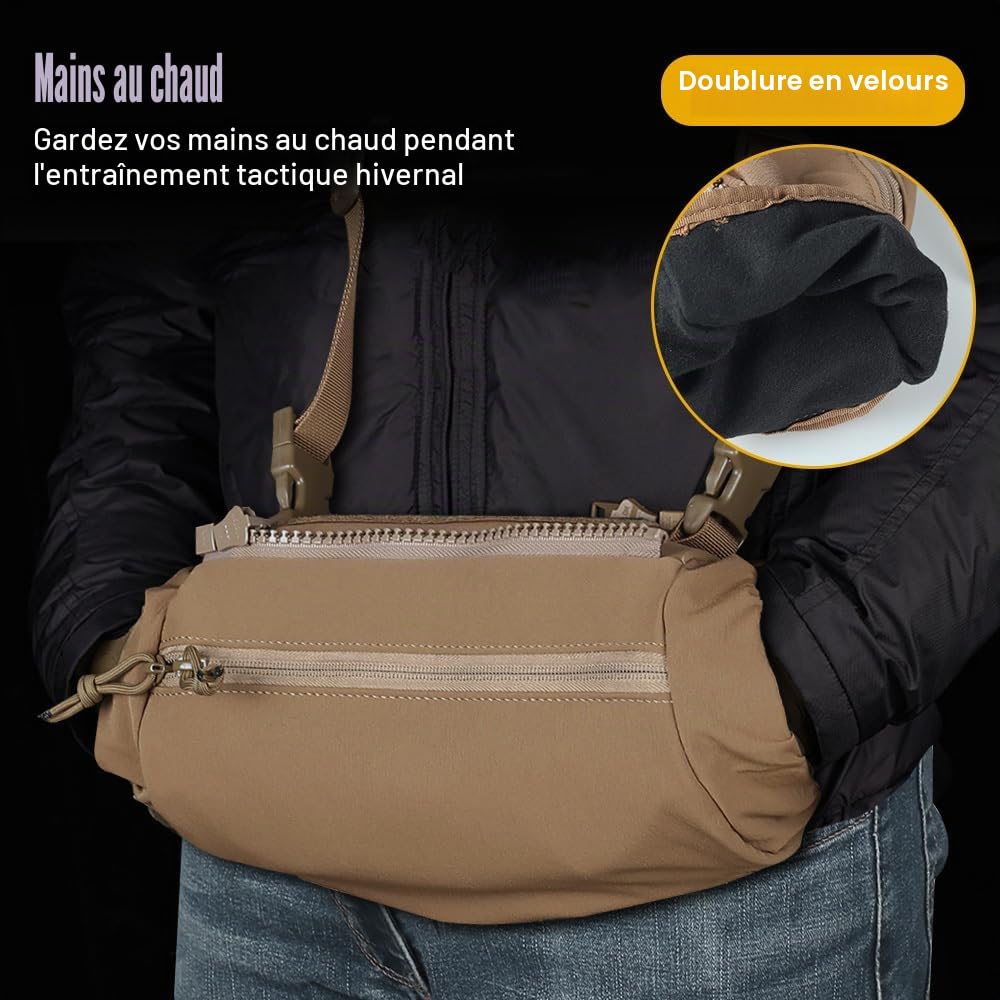 Chauffe-Mains Tactique, Pochette Chauffe-Mains Pliable, Convient Une Poche d'eau Chaude 23×16cm, Sac Chauffant Molle Polyvalent pour Sports de Plein Air, Chasse, Camping, Randonnée, Pêche