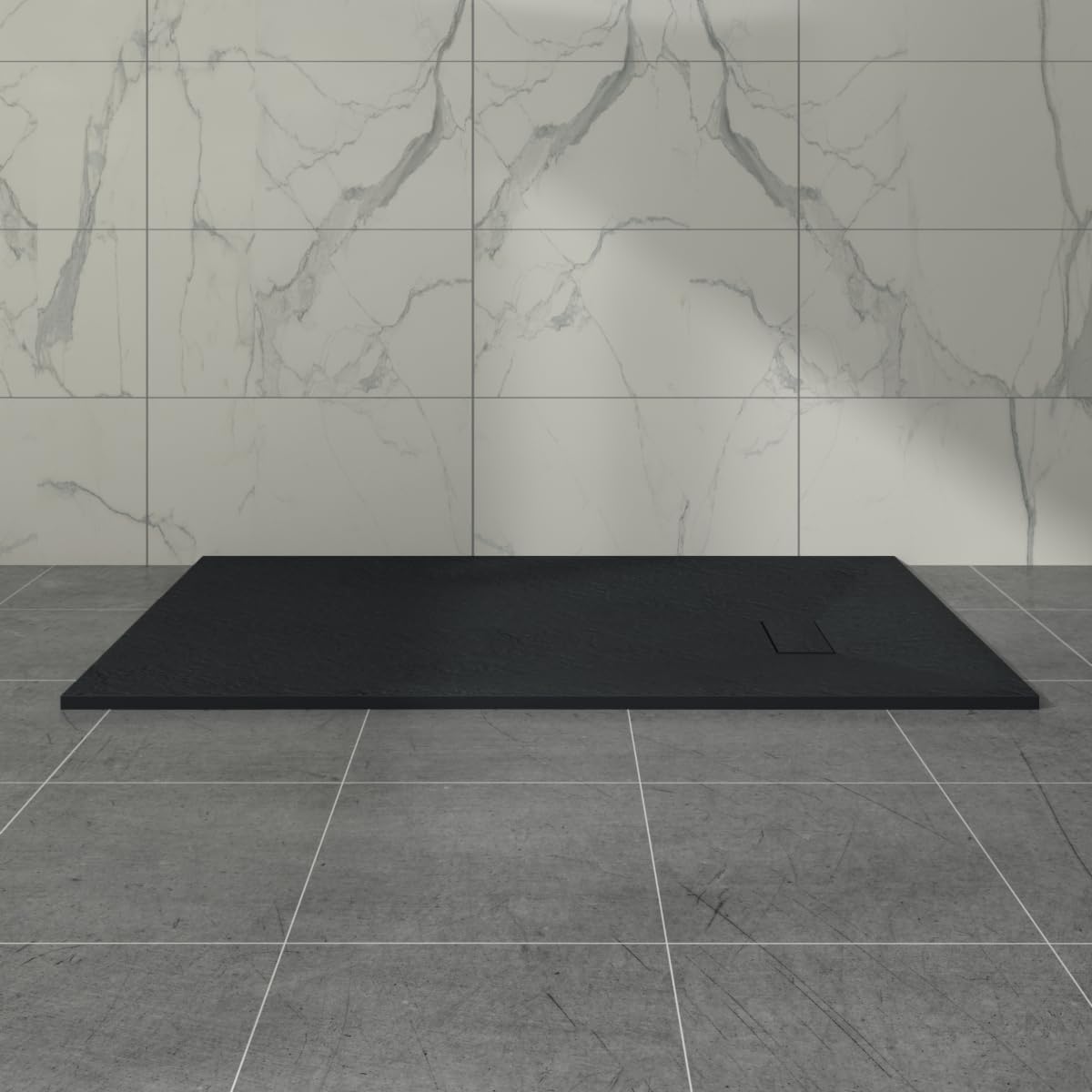 Aquariss Slate Effect 1800 x 900mm Rectangular Wetroom Shower Tray Black