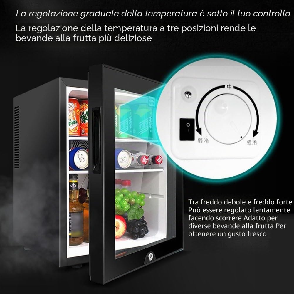 40L Mini Frigo Da Tavolo Frigorifero Per Bevande E Birra Autoportante Con Serratura Sotto Il Bancone Larder Con Raffreddamento E Calore Luce LED + Serratura E Chiave Per Alberghi, Camere Da Letto ( Co