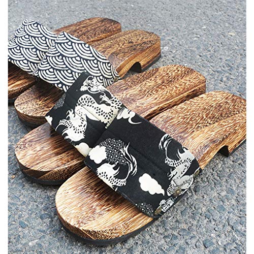 YXCKG Slippers for Women Open Toe, Japanese Traditional Sandals Wooden Shoes, Flip Flop Slippers Men Sandals, Slippers Slide Sandals Mens, Indoor & Outdoor (Color : B, Size : Small)4