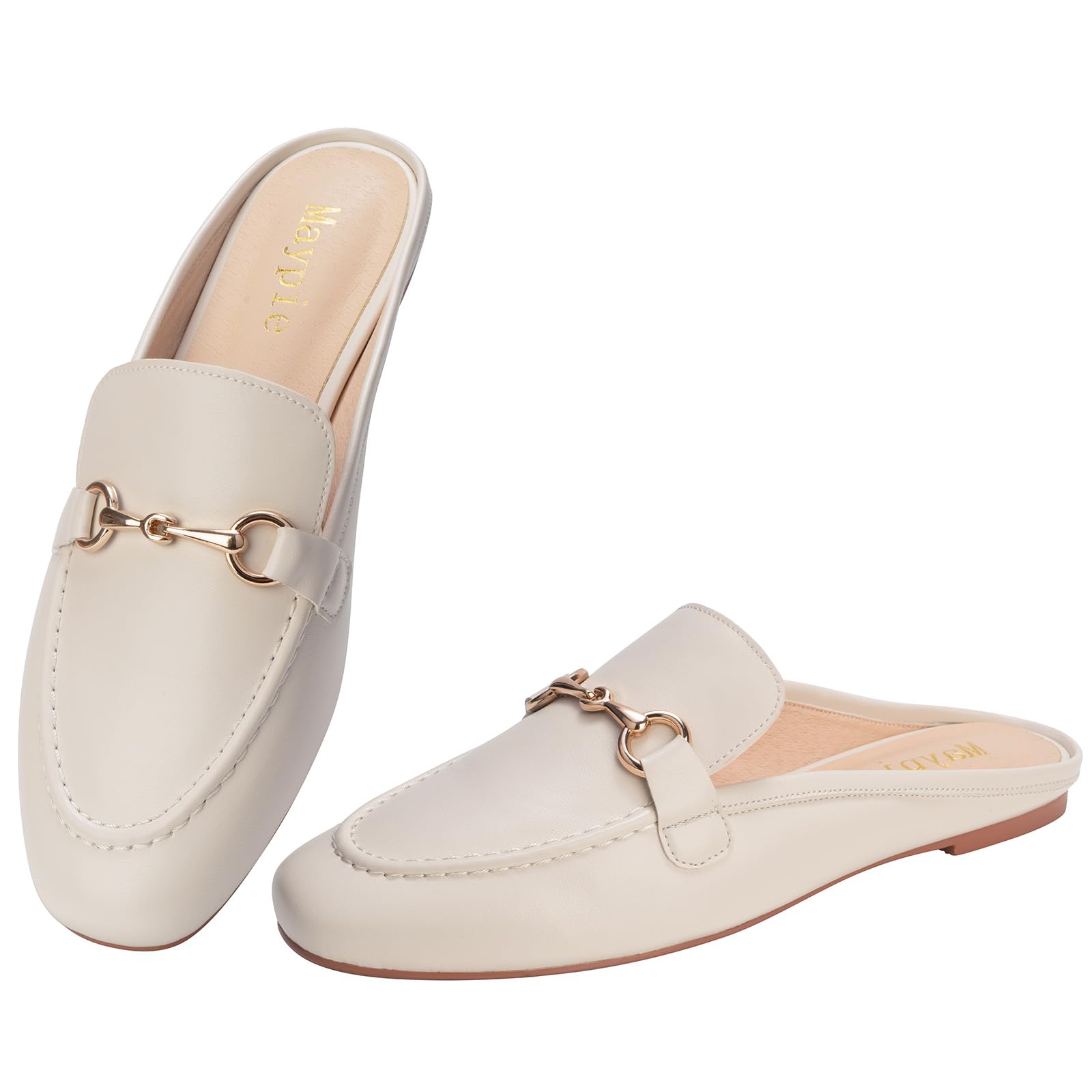 MaypieLoafer Mules for Women Flats Comfortable Slip on Shoes Round Toe