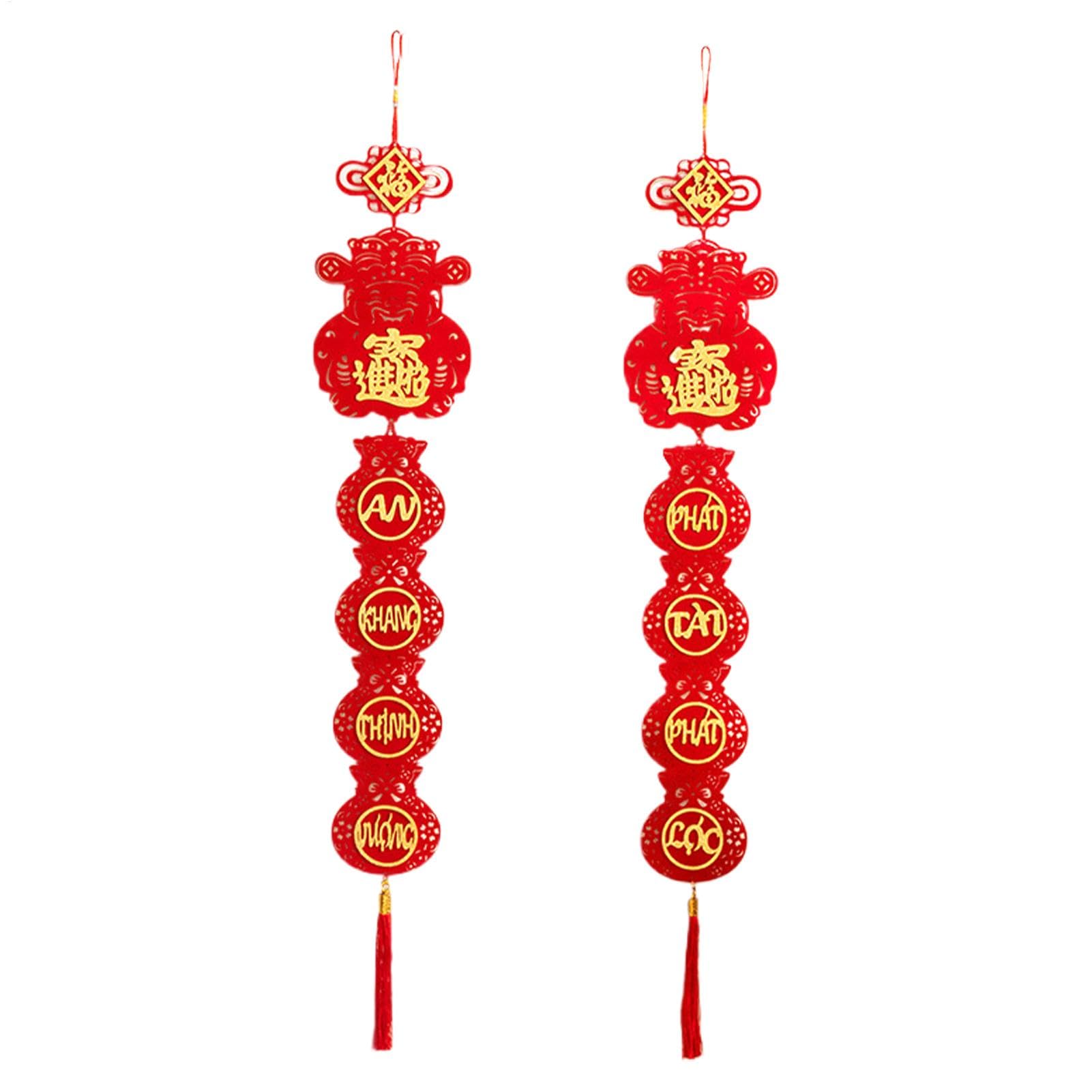 Année du serpent décor couple chinois et pampilles traditionnelles