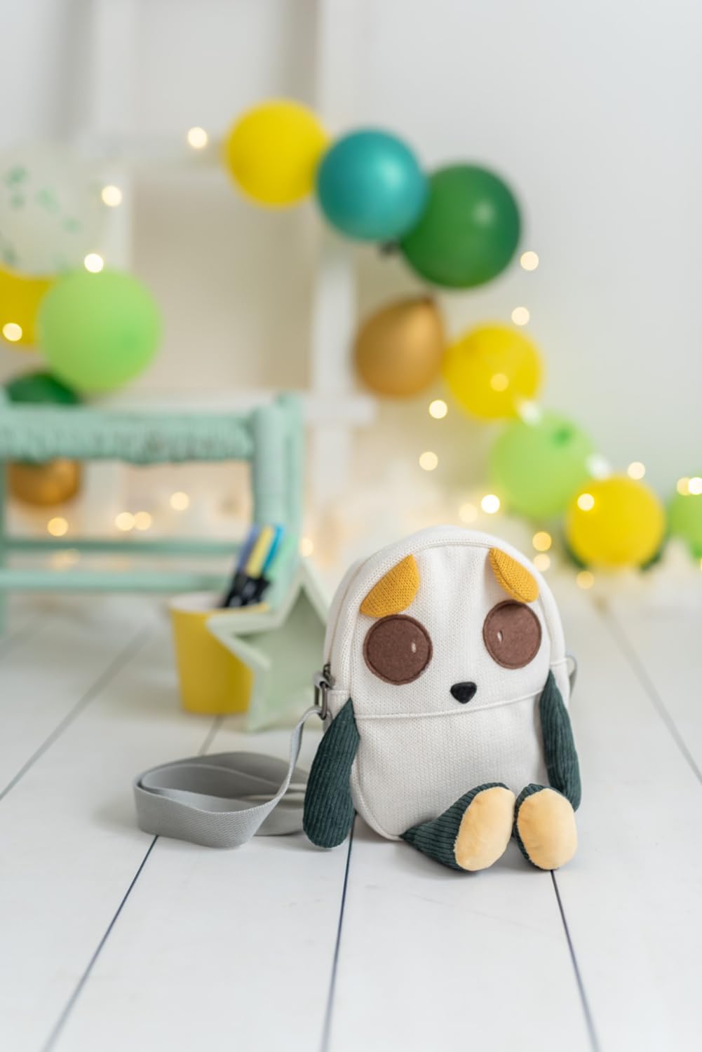 Sac enfant panda blanc en coton pour la rentrée en maternelle