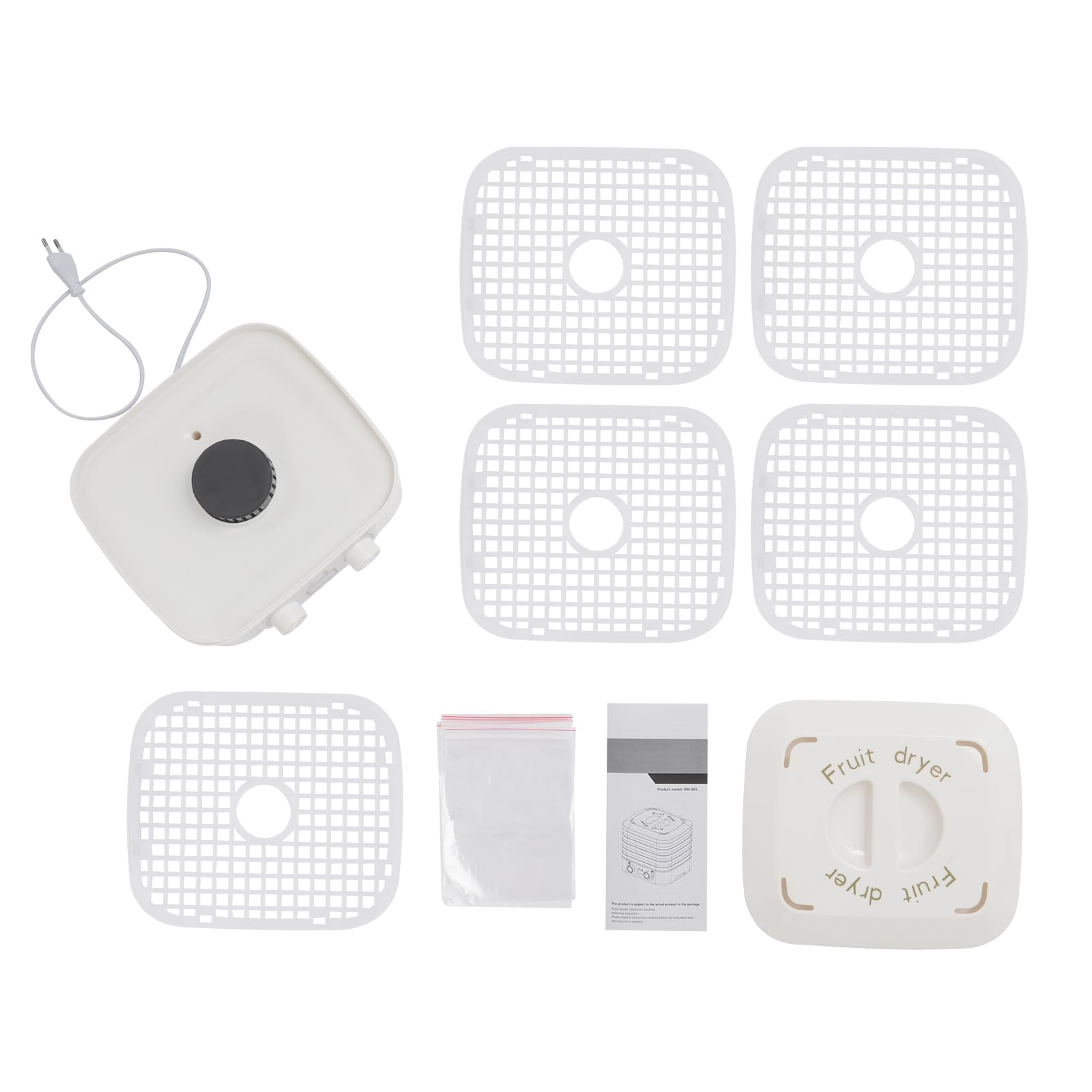 Secador de alimentos, deshidratador de frutas con 5 compartimentos, pantalla LED, deshidratador de alimentos, temperatura ajustable, temporizador de 48H, secado por circulación de 360°, para carne