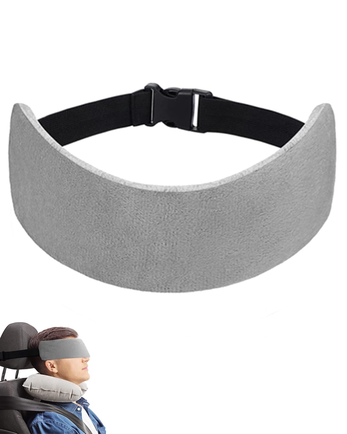 Neck Pillow, Airplane Head Strap, Rest Pillows-Traveling Pillow Travelling Accessories Travel Pillow for Airplane, Band Comfort Head & Neck Support for Airplanes Sleeping and at Travel (Grey)-image-25