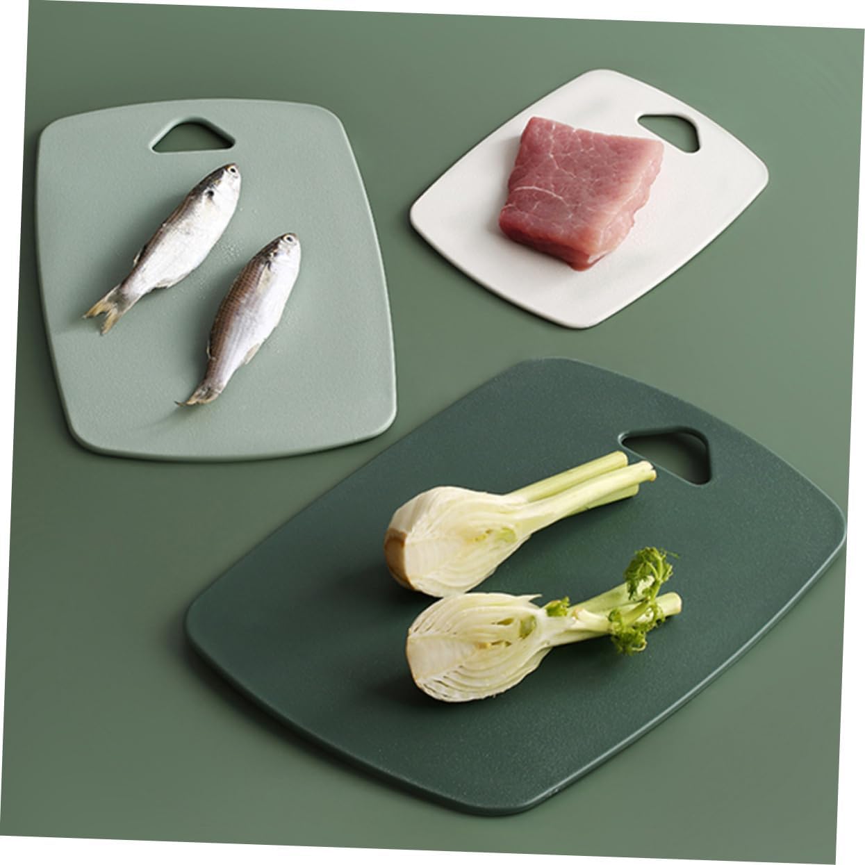 Zerodeko 1Set Assorted Color PP Kitchen Cutting Boards Versatile Chopping Boards for Fruits Vegetables Meat with Convenient Hanging for Easy Storage