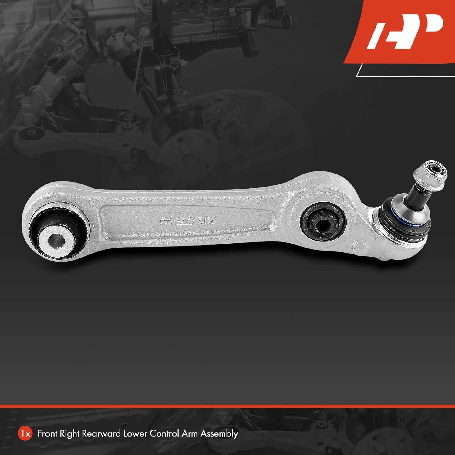 A-Premium Front Right Rearward Lower Control Arm, with Ball Joint & Bushing, Compatible with BMW - 2010-2017 - 535i GT, 550i GT, 740i, 750i, 740Li, 750Li, 760Li, ActiveHybrid 7, Alpina B7L (xDrive)