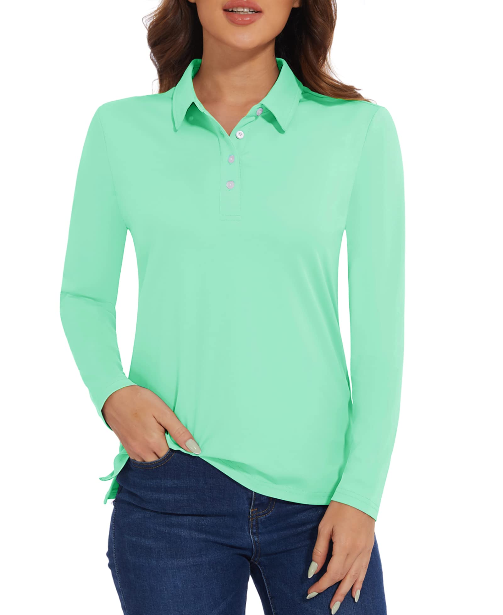 Magcomsen Womens Polo Shirts Long Sleeve Golf T Shirt Quick