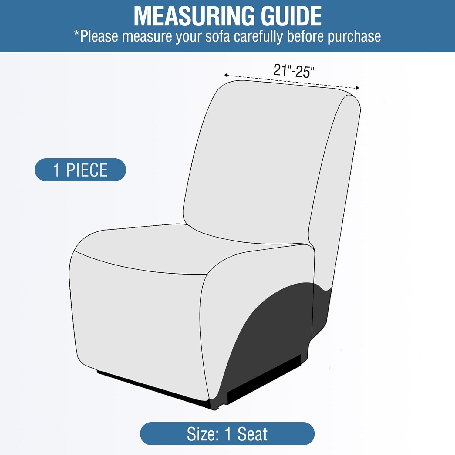 ALIECOM 100% Waterproof Sectional Recliner Couch Covers L Shape Jacquard Stretch 1-Piece Additional Reclining Sofa Cover Washable Armless Corner Seat Slipcover Protector (1 Seat, White)