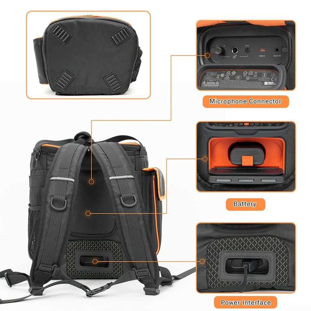 Mochila funcional de EVA para altavoz JBL Party Box 2 que proporciona cobertura para el cuerpo del altavoz y el área del mango
