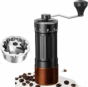Portable Manual Coffee Grinder with CNC Stainless Steel Conical Burr, 40 Adjustable Settings Hand Coffee Grinder with 30g Capacity for Espresso, Pour Over, French Press, Travel