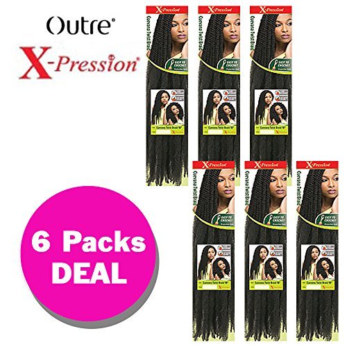 CUEVANA TWIST BRAID (6-Pack,1B) - Outre X-Pression Synthetic Crochet Braiding Hair
