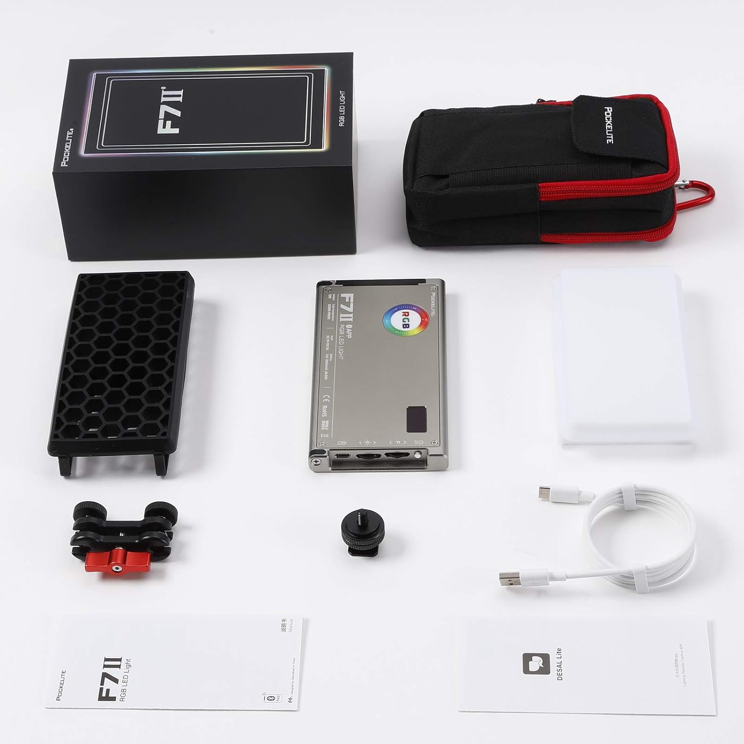 Crеаtіvе Prоduсt Falcon Eyes F7 II RGB On Camera Video Light 12W 2500K-9000K with Softbox and Magic Arm,Mobile App Control,CRI 96+,HSI/RGB/LEE/Rosco Mode