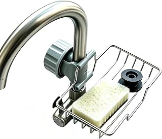Sponge Holder, Sponge rack for sink, Adjustable Faucet Organizer | sponge Holder for kitchen sink, Stainless Steel Sink Rack for Sponge, Brush and Soap, Quick Drain Hanging Faucet Holder