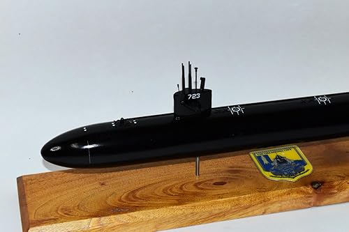 Miniatura 2 de USS Oklahoma City SSN-723 FLT II Modelo submarino de casco negro, azul marino, caoba, clase LA