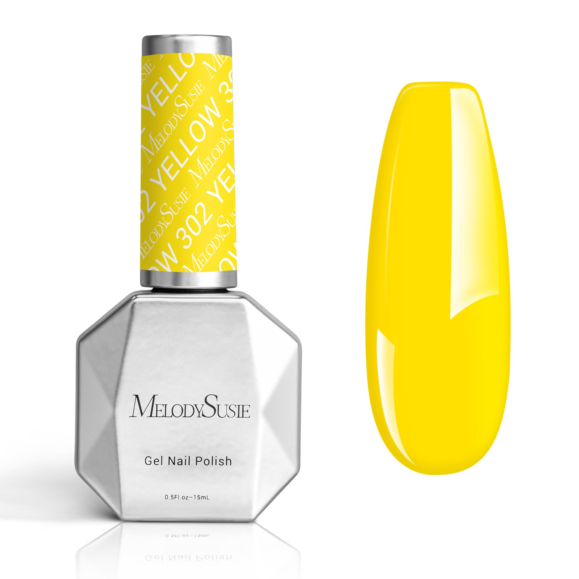 MelodySusie Thick Yellow Gel Nail Polish,0.5fl oz Neon Almond Yellow Nails Soak Off UV LED Bright Yellow Gel Polish Gift for Women Nail Art Manicure Salon DIY Nail Design Decoration at Home-302