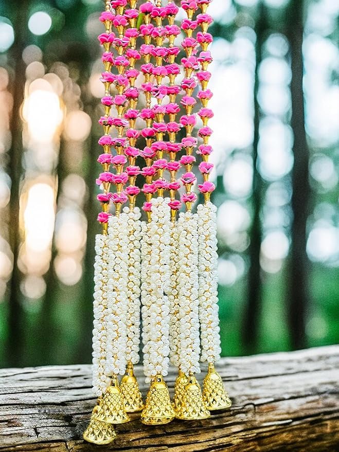 Anjali Arts Handmade Decorative Mogra Bell Fluffy Artificial Creeper Bail Garland, Size 2.5 Feet Used for Home/Office,Festival Christsmas Diwali Decoration,Pack of 4, 2