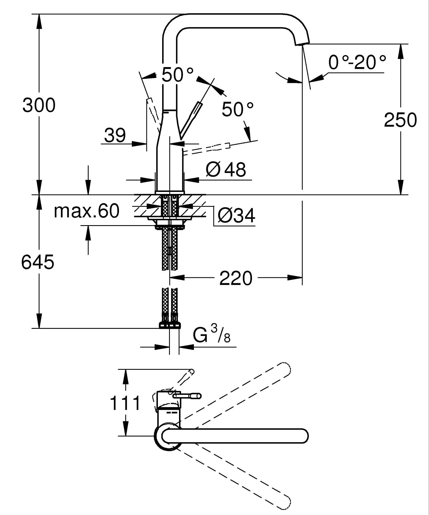 Grohe Miscelatore Monocomando per Lavello Essence New, Cromo 30269000