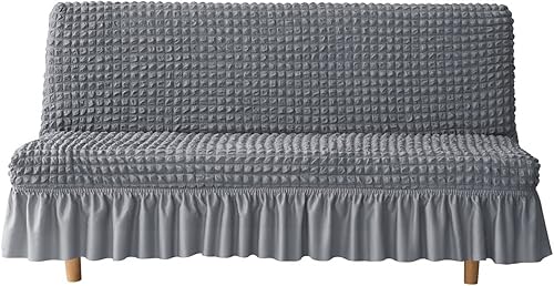 BLUESURGE Funda de sofá futón con falda duradera lavable de alta elasticidad protector de sofá sin brazos para 3 asientos de tamaño grande 1 pieza