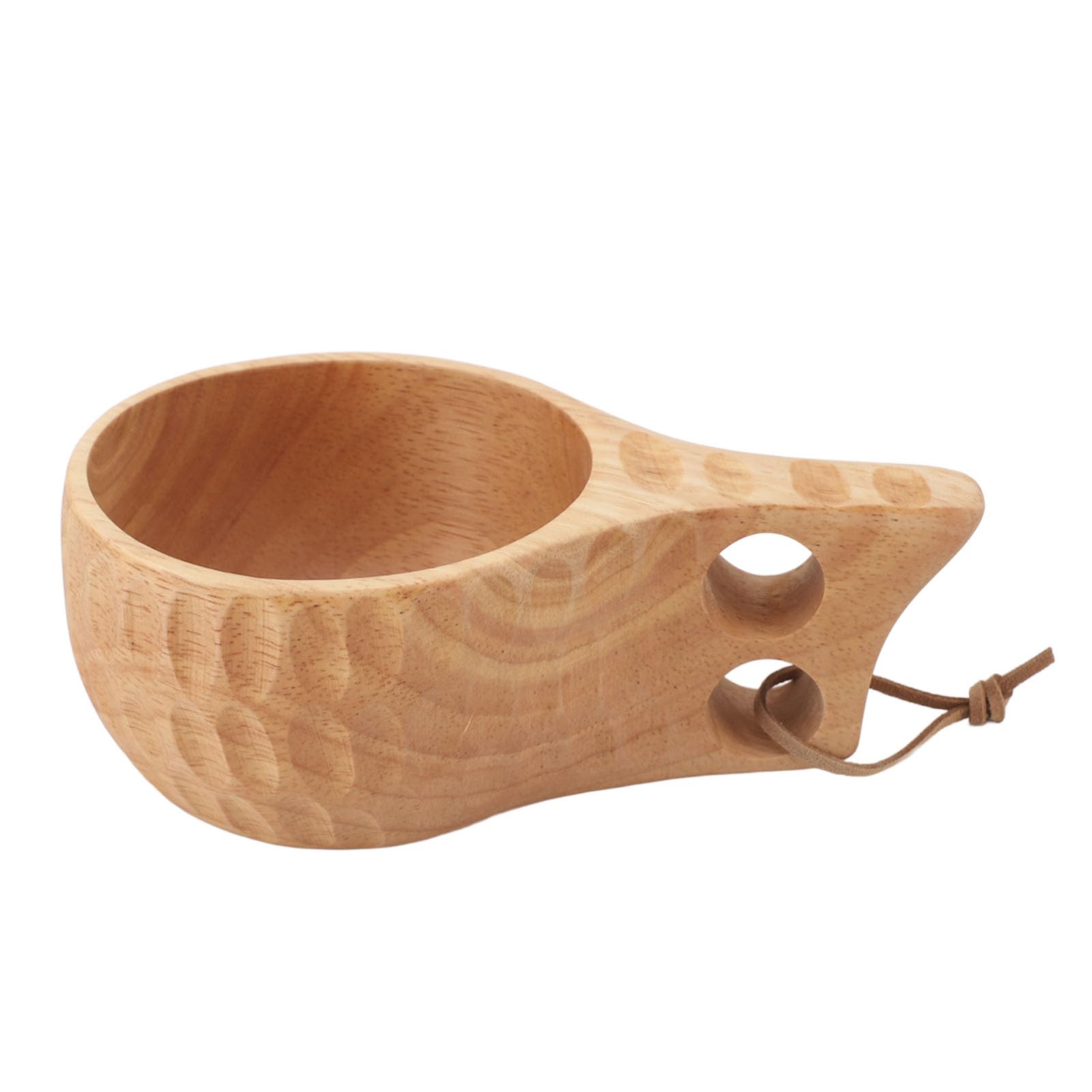 350ML Wooden Cup with Handle Portable Multi - purpose Wooden Cup Drinking Cup for Rice, Soup, Dip, Coffee, Tea, Decoration (Light Wood Color)
