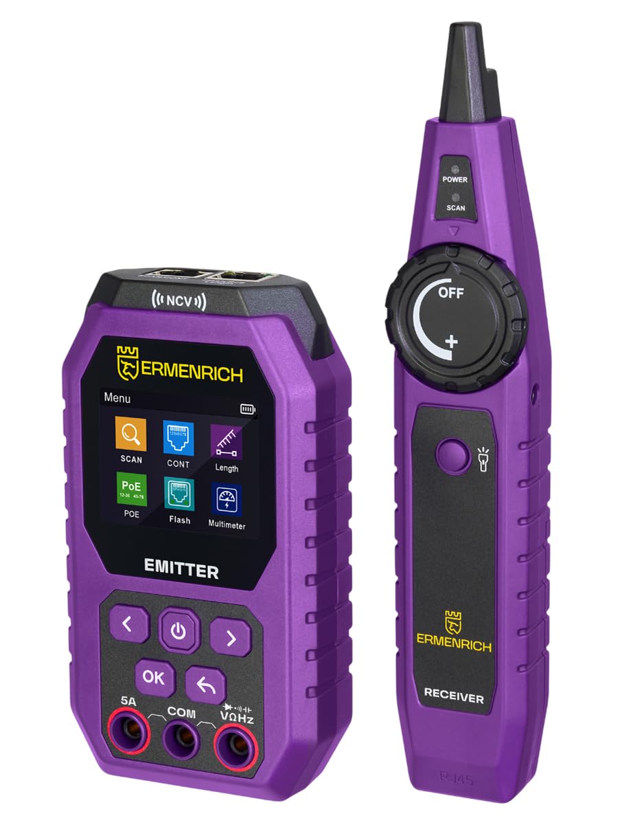 Ping SM75 Tester Cavi di Rete con Test PoE NCV Lunghezza CAT5/6 | Tester Multifunzionale Ricaricabile con Multimetro Voltmetro Ohmmetro Amperometro Porto RJ45 STP/UTP e Doppini Intrecciati