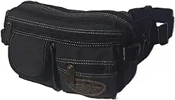 Pochete Masculina Reforçada Em Lona Vários Bolsos (preto)